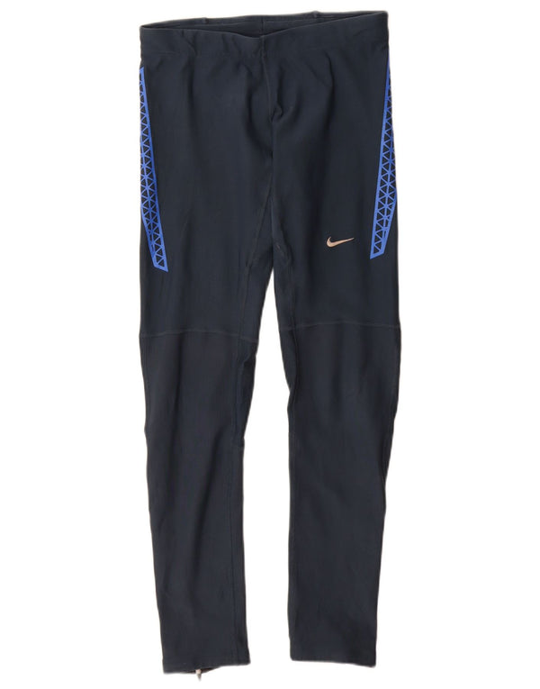 Nike Damen Dri Fit Leggings UK 8 Small Marineblaues geometrisches Polyester