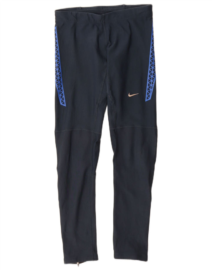 Nike Damen Dri Fit Leggings UK 8 Small Marineblaues geometrisches Polyester
