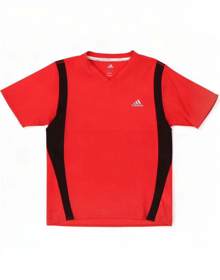 Adidas Herren T-Shirt Top Mittelrotes Colourblock-Polyester