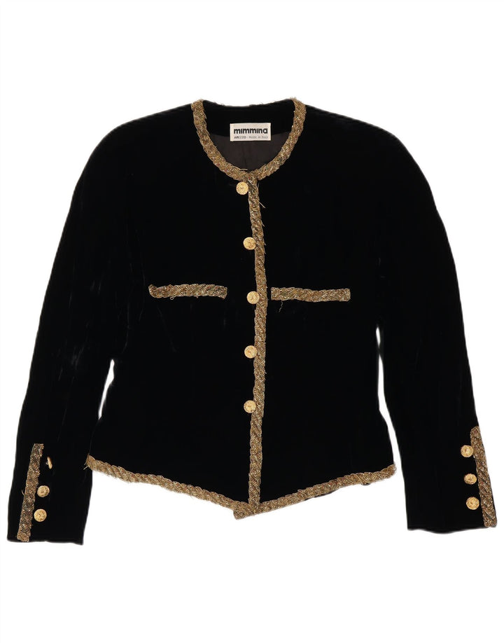 MIMMINA Damen Crop 5 Button Blazer Jacke UK 12 Medium Schwarz