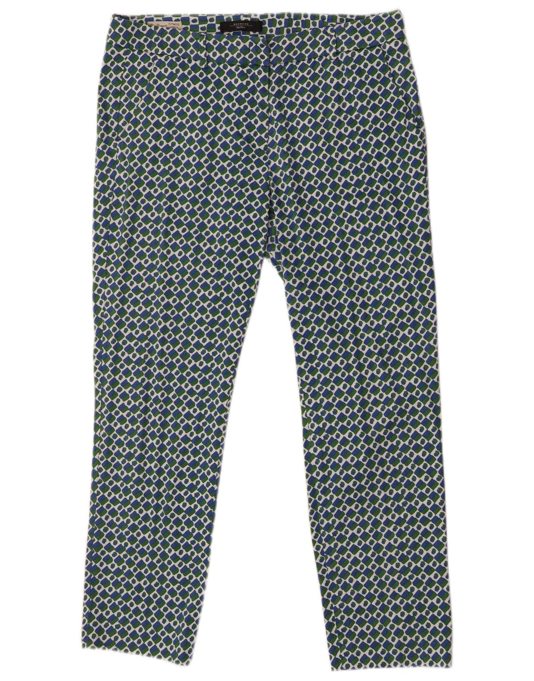 Max Mara Damen Weekend Straight Chino-Hose W32 L26 Blau Geometrisch