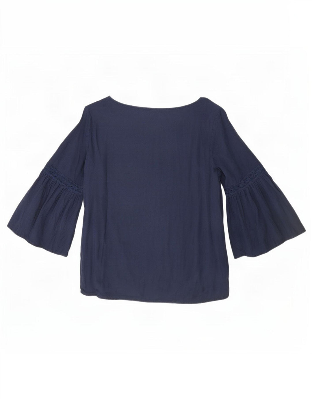 Benetton Damen-Blusenoberteil mit 3/4-Ärmeln, UK-Gr. 12, mittelmarineblaue Viskose