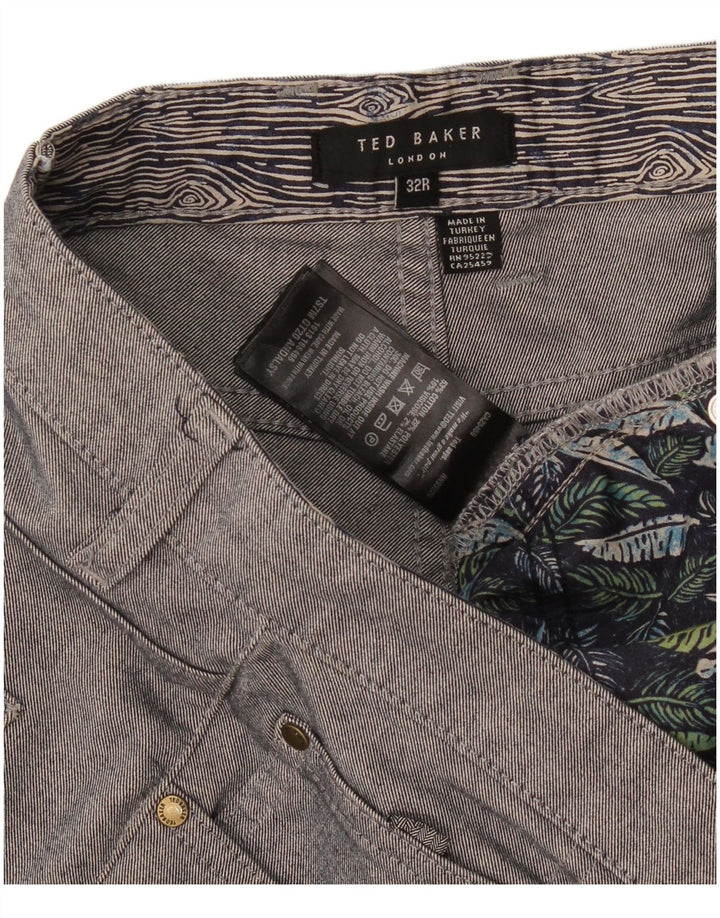 Ted Baker Slim Freizeithose für Herren, W32, L30, graue Baumwolle