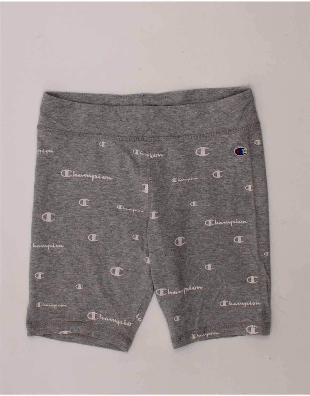 CHAMPION Girls Graphic Sport Shorts 9-10 Years Medium Grey Vintage Champion and Second-Hand Champion from Messina Hembry 