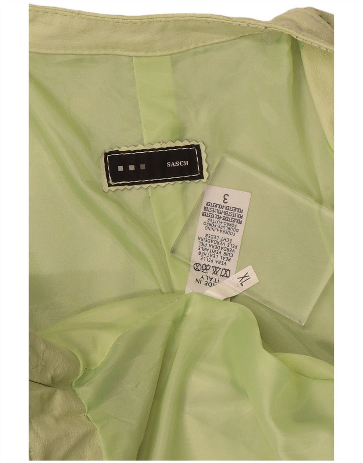 Sasch Damen Crop Lederjacke UK 18 XL Grünes Leder