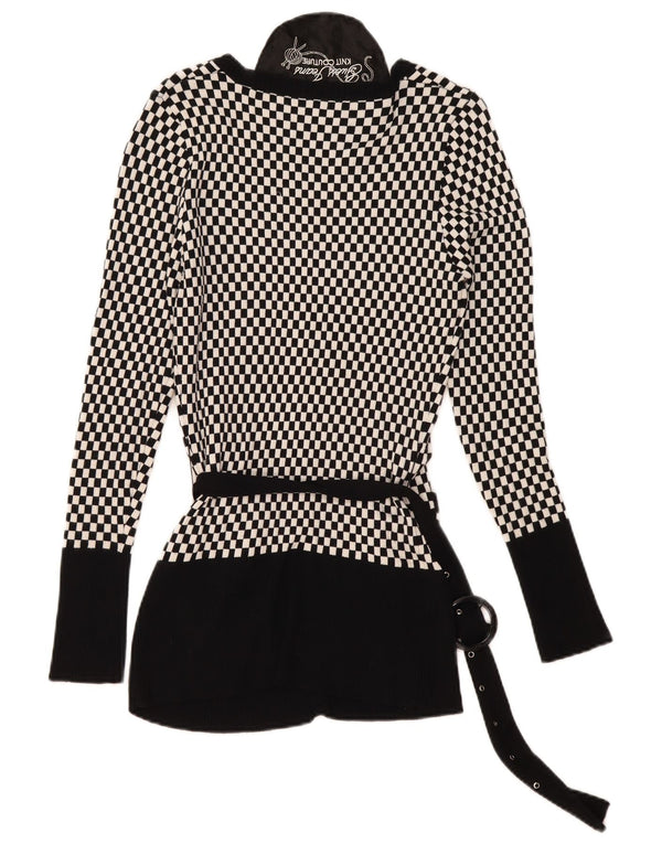 Guess Damen-Cardigan-Pullover UK 14 Große schwarze geometrische Viskose