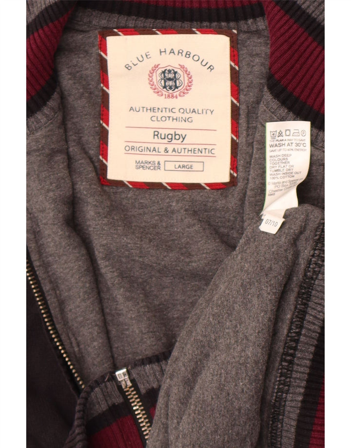 Marks & Spencer Rugby-Strickjacke für Herren, groß, aus schwarzer Baumwolle