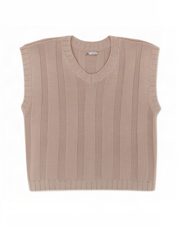 Zara Herren Weste Tank Top Large Grau Baumwolle