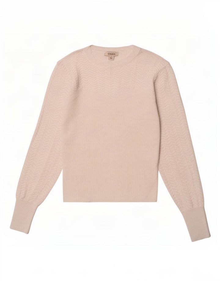 Oasis Damen-Pullover mit Rundhalsausschnitt, UK 12, Mittelweiß, Polyester