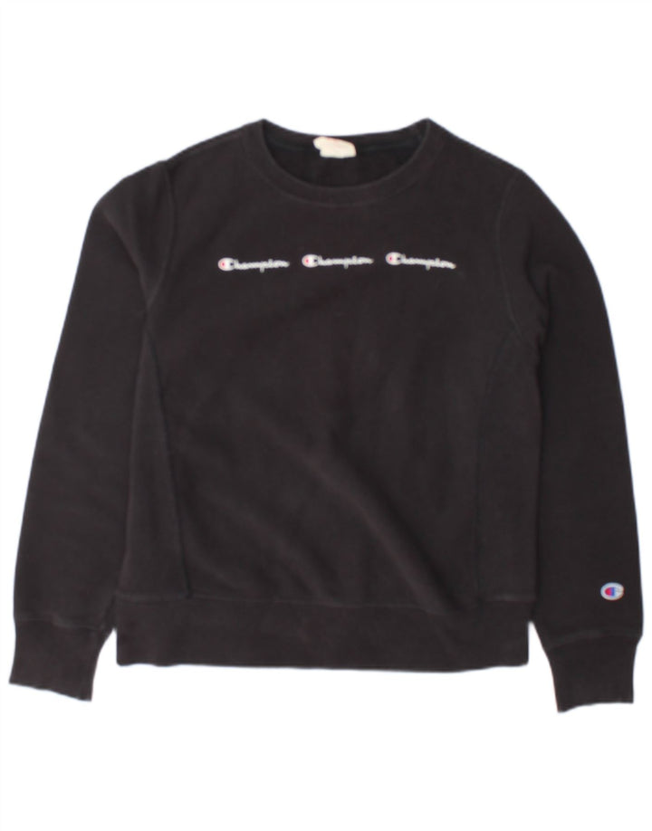 Champion Womens Graphic Oversized Sweatshirt Pullover UK 10 Small Schwarz