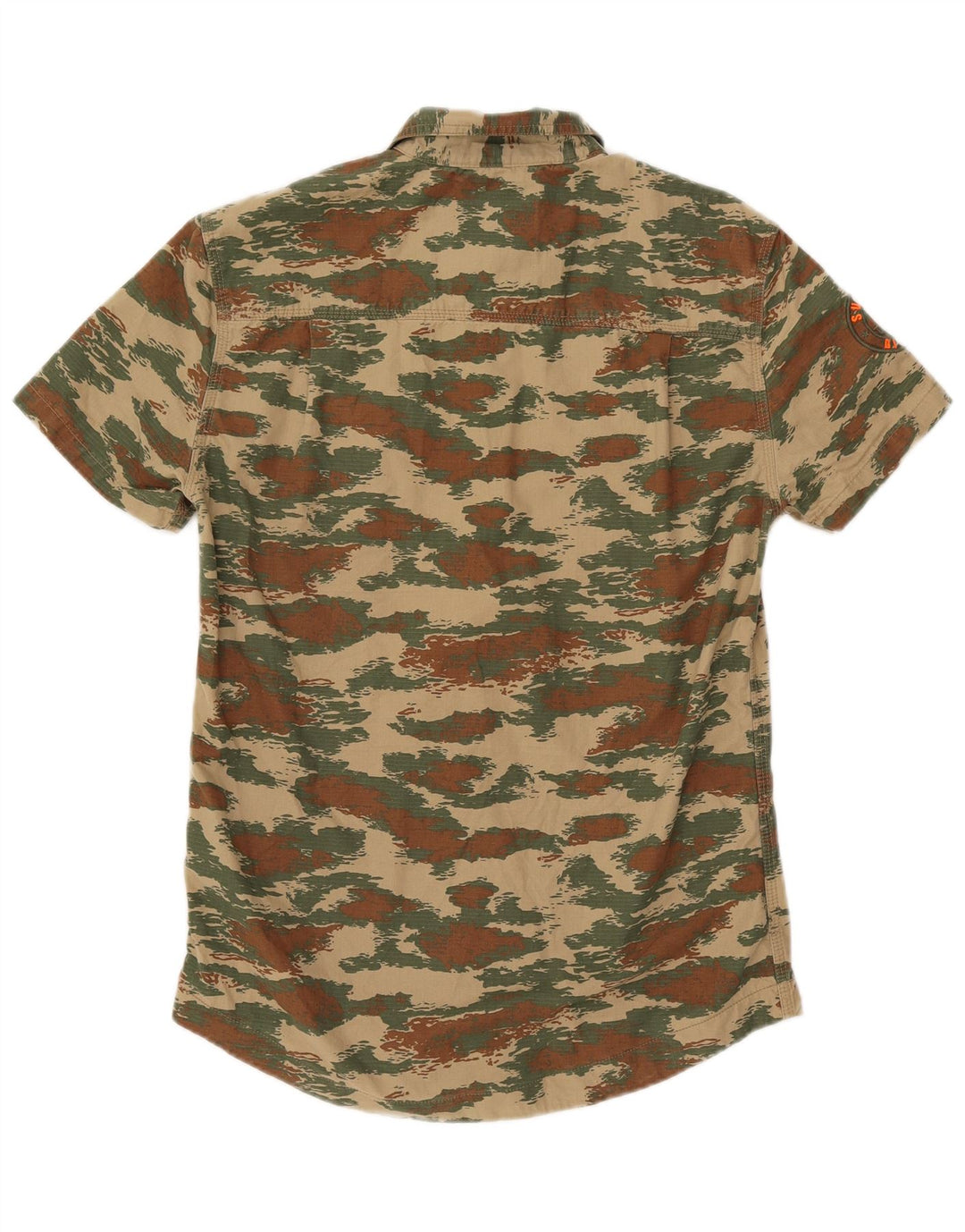 SUPERDRY Herren-Hemd, kurzärmelig, normale Passform, klein, Khaki, Camouflage, Baumwolle