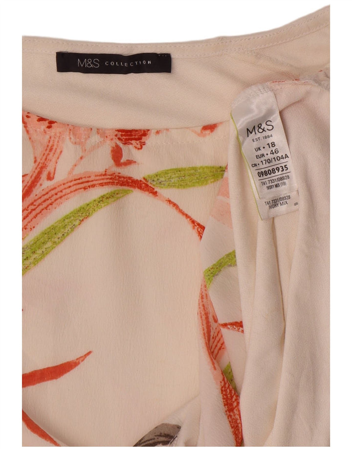 Marks & Spencer Damen Bluse Top UK 18 XL Off White Floral Polyester