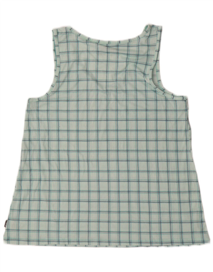 EDDIE BAUER Damen Weste Top UK 16 Large Blue Check Polyester