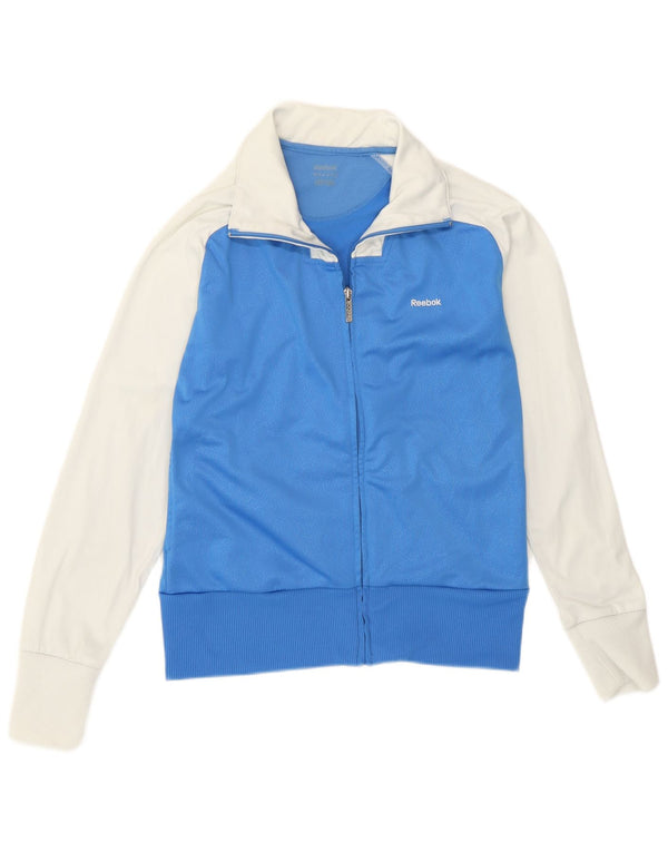 Reebok Damen Trainingsanzug Top Jacke UK 14 Mittelblau Colourblock Sports
