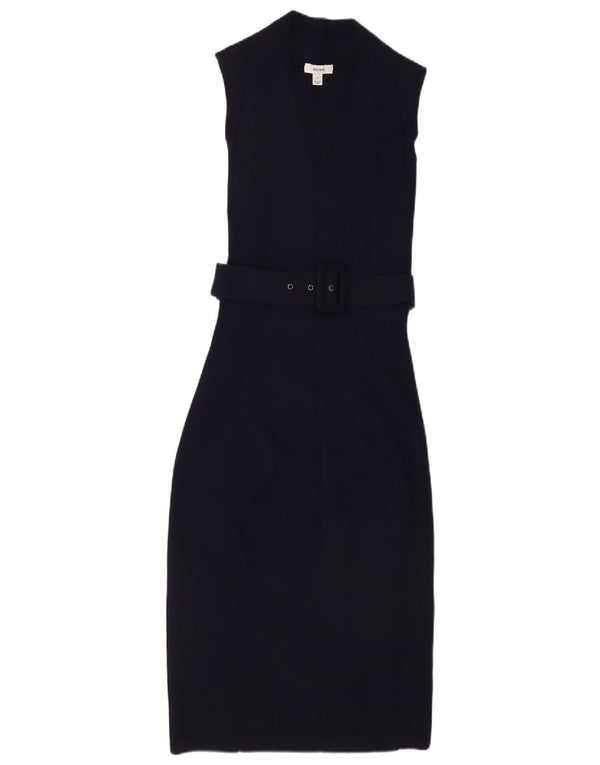 Reiss Damen Ärmelloses, figurbetontes Kleid, Größe S, Marineblau, Viskose