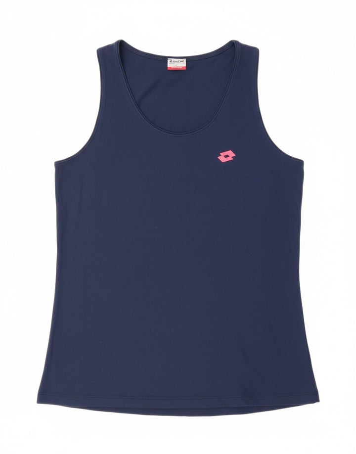 LOTTO Womens Vest Top UK 16 Large Navy Blue Cotton Vintage Lotto and Second-Hand Lotto from Messina Hembry 