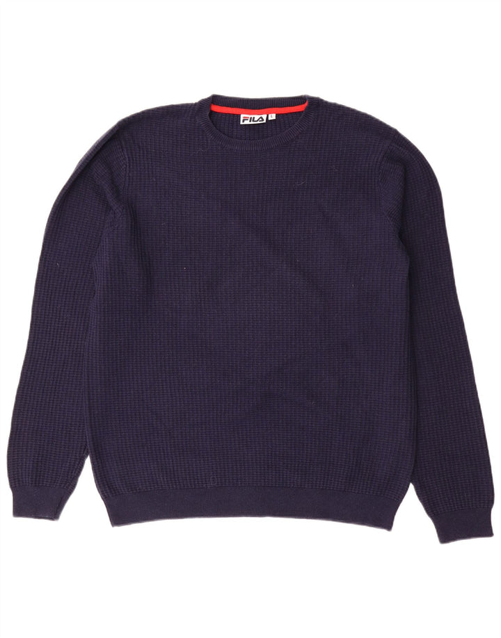 FILA Herren-Pullover mit Rundhalsausschnitt, groß, marineblaue Baumwolle