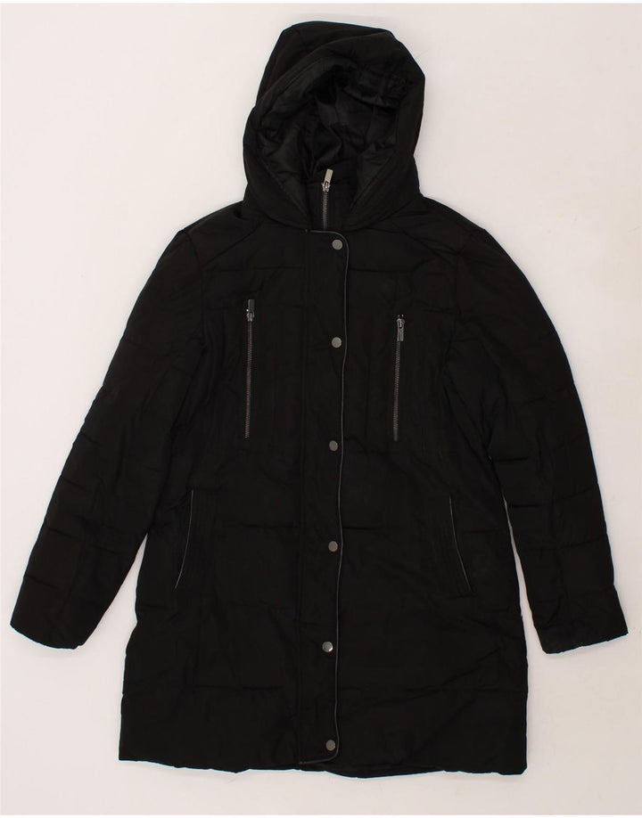 OASIS Womens Hooded Padded Coat UK 14 Medium Black Polyester Vintage Oasis and Second-Hand Oasis from Messina Hembry 