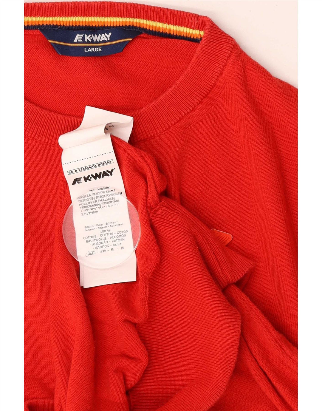 K-Way Herren-Pullover mit Rundhalsausschnitt, Größe L, aus roter Baumwolle