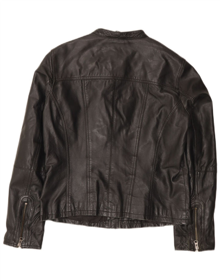 Vintage Damen Leder Bikerjacke UK 14 Großes schwarzes Leder