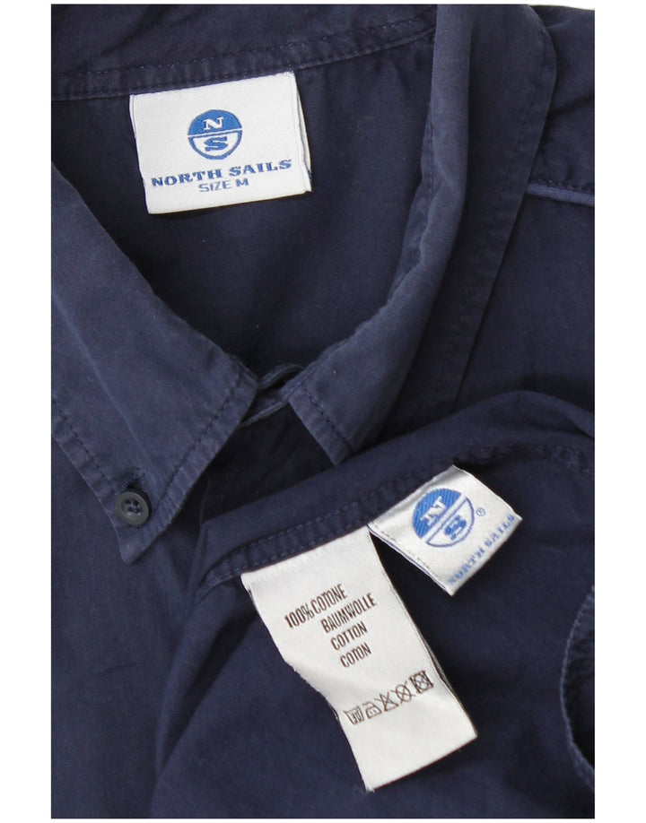 North Sails Herren-Kurzarmhemd aus mittlerer marineblauer Baumwolle