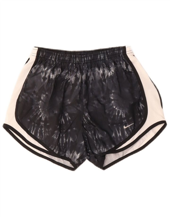 Nike Damen Dri Fit Sport Shorts UK 8 Small Black Tie Dye Polyester