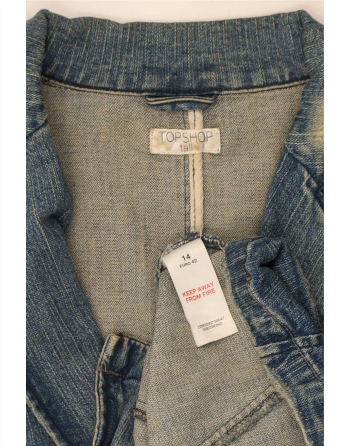 Topshop Damen-Jeansblazer mit 2 Knöpfen, Größe UK 14, mittelblau, Baumwolle