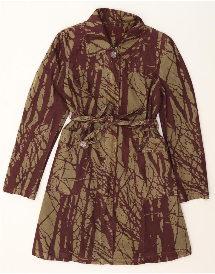 Desigual Damen-Windbreaker-Mantel mit abstraktem Muster, EU 40, mittelgrüne Baumwolle