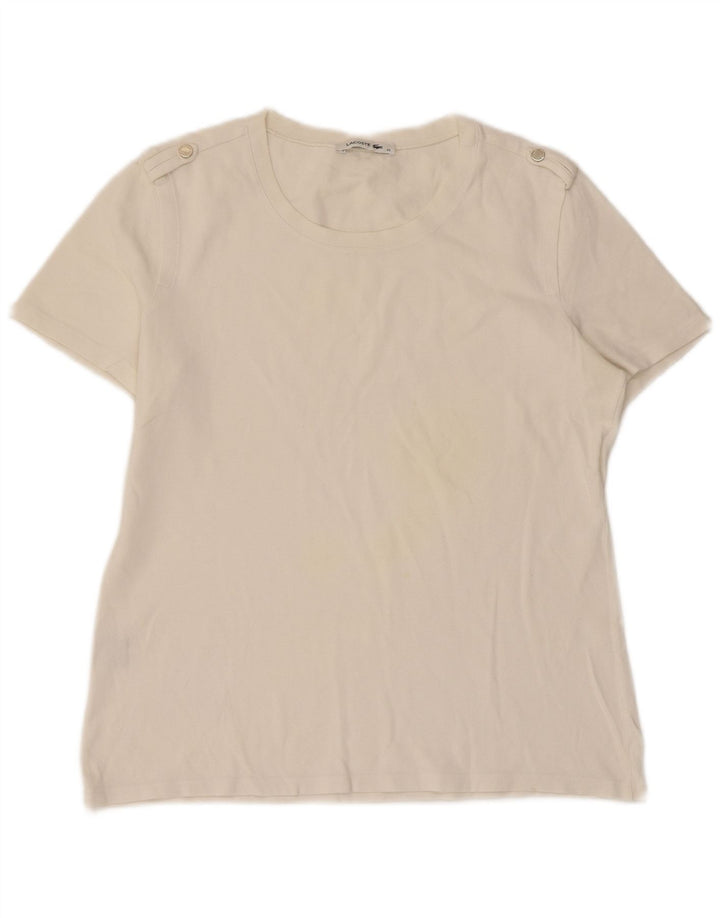 Lacoste Damen T-Shirt Top Größe 42 Große weiße Baumwolle