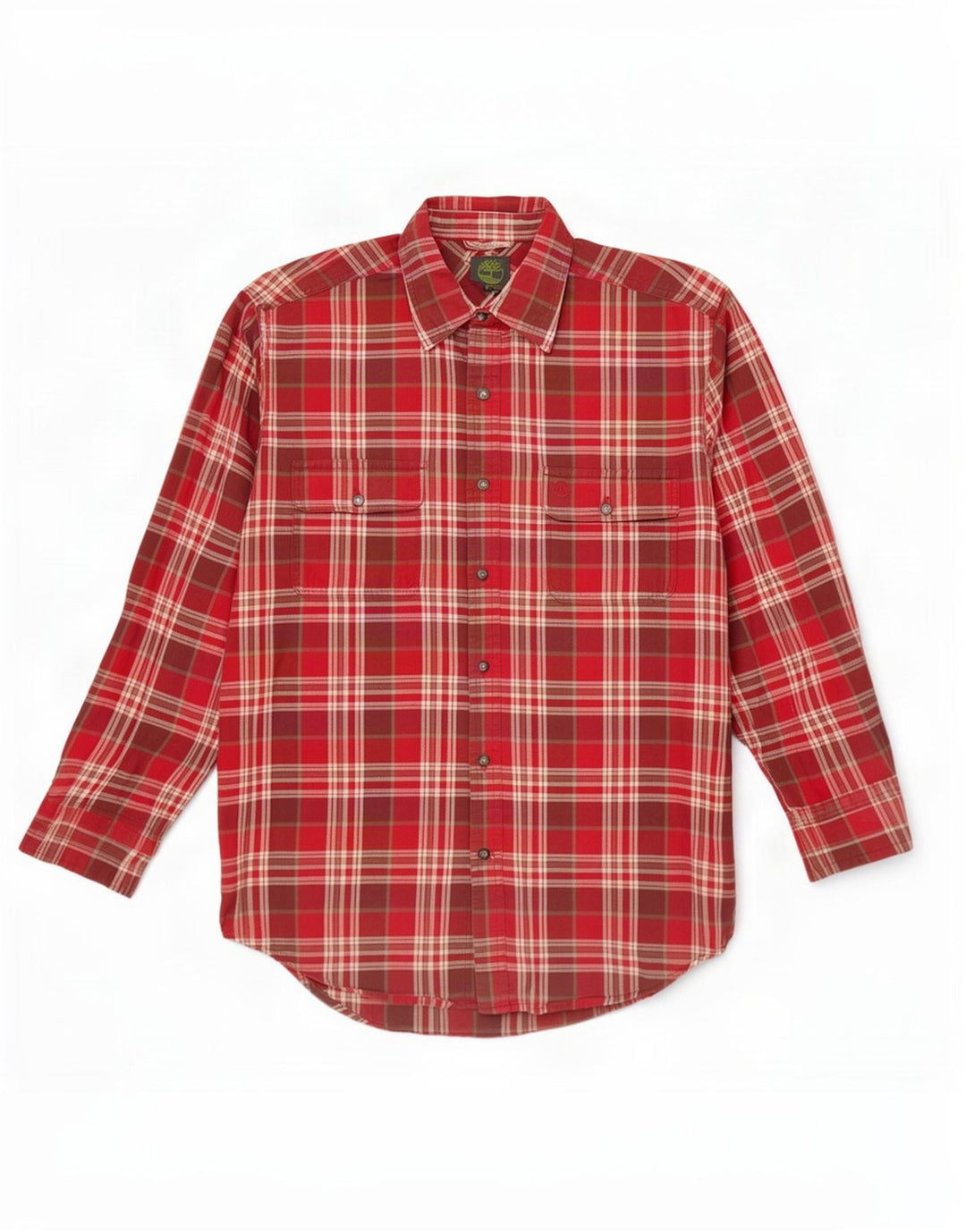 Timberland Damen Flanellhemd UK 14 Mittelrot karierte Baumwolle