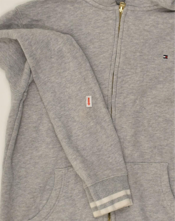 TOMMY HILFIGER Womens Zip Hoodie Sweater UK 8 Small Grey Cotton | Vintage Tommy Hilfiger | Thrift | Second-Hand Tommy Hilfiger | Used Clothing | Messina Hembry 