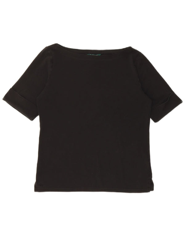 Ralph Lauren Damen T-Shirt Top UK 14 Große schwarze Baumwolle