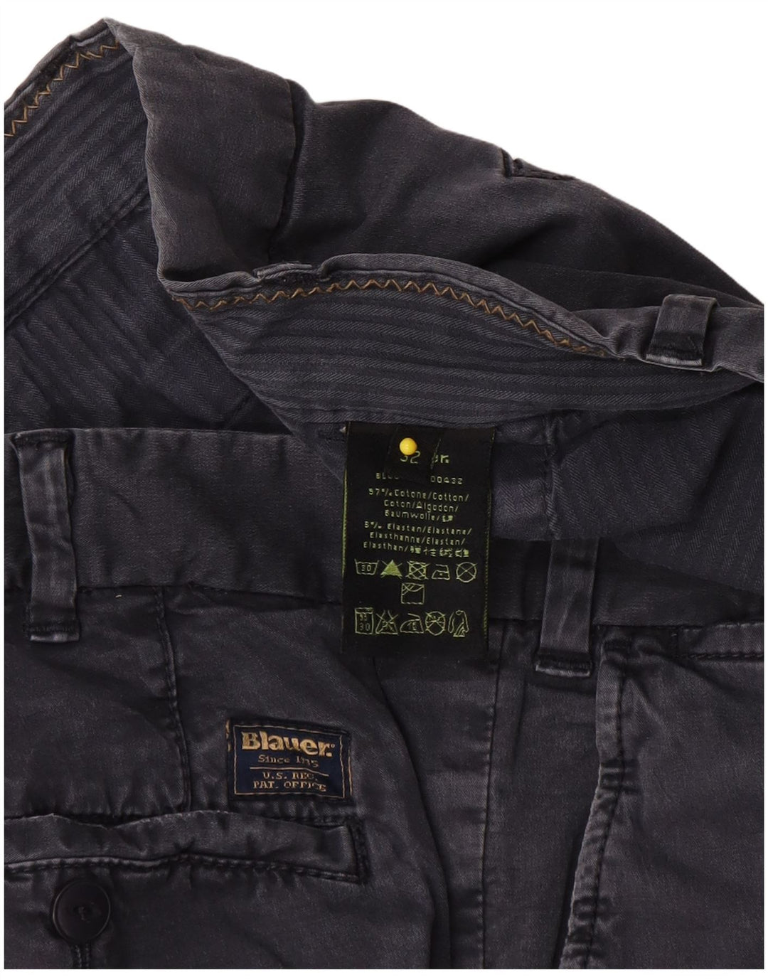 Blauer Slim Chino-Hose für Herren, W32, L33, marineblaue Baumwolle