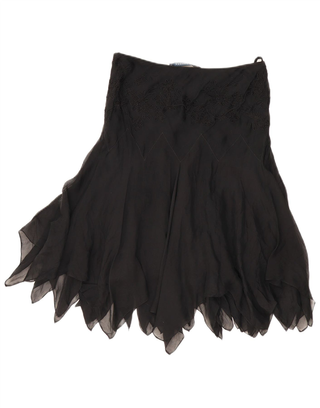 RALPH LAUREN Damen Asymmetrischer Rock US 6 Medium W28 Schwarze Seide