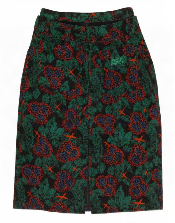 Enrico Coveri Womens Corduroy Skirt Small W26 Black Floral