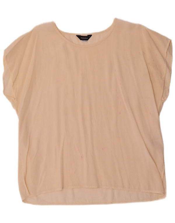 Persona Damen Kurzarm-Blusenoberteil, normal, UK 18, XL, Beige, Seide