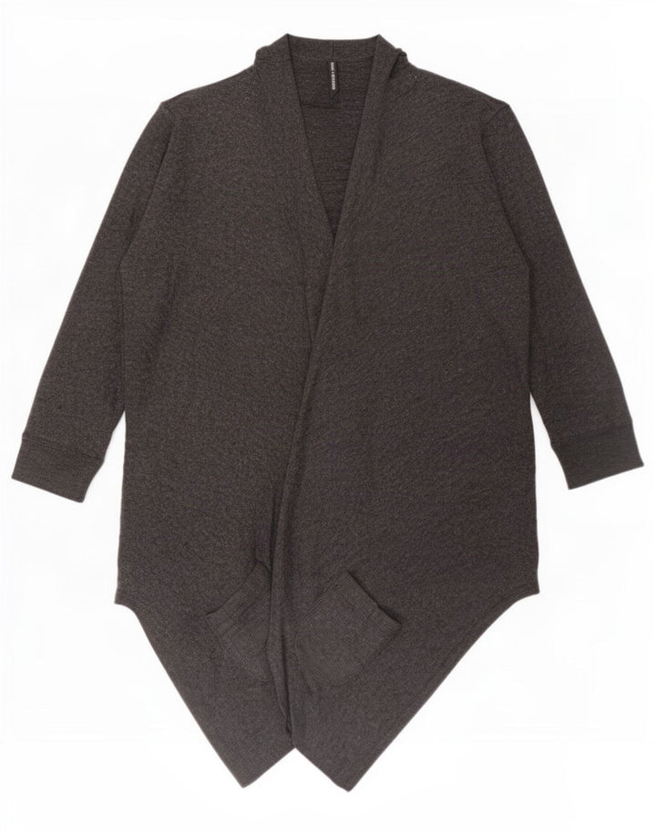 Marks & Spencer Damen Asymmetrischer Cardigan-Pullover UK 14 Mittelgrau