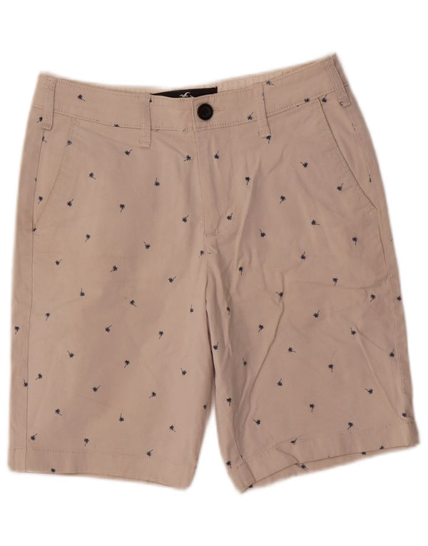 Hollister Herren Regular Chino Shorts W26 Small Beige Floral Cotton