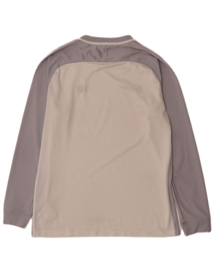 Nike Herren Dri Fit Grafik-Oberteil, langärmelig, groß, weißes Farbblock-Polyester