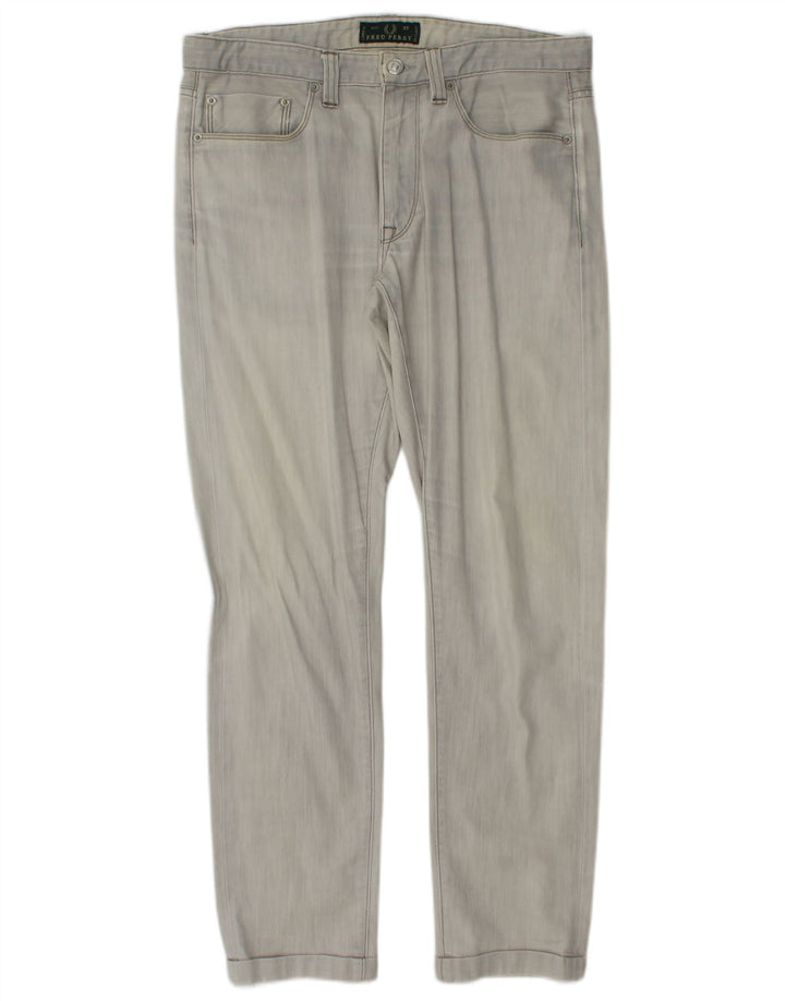 FRED PERRY Herren Slim Jeans W33 L29 Graue Baumwolle