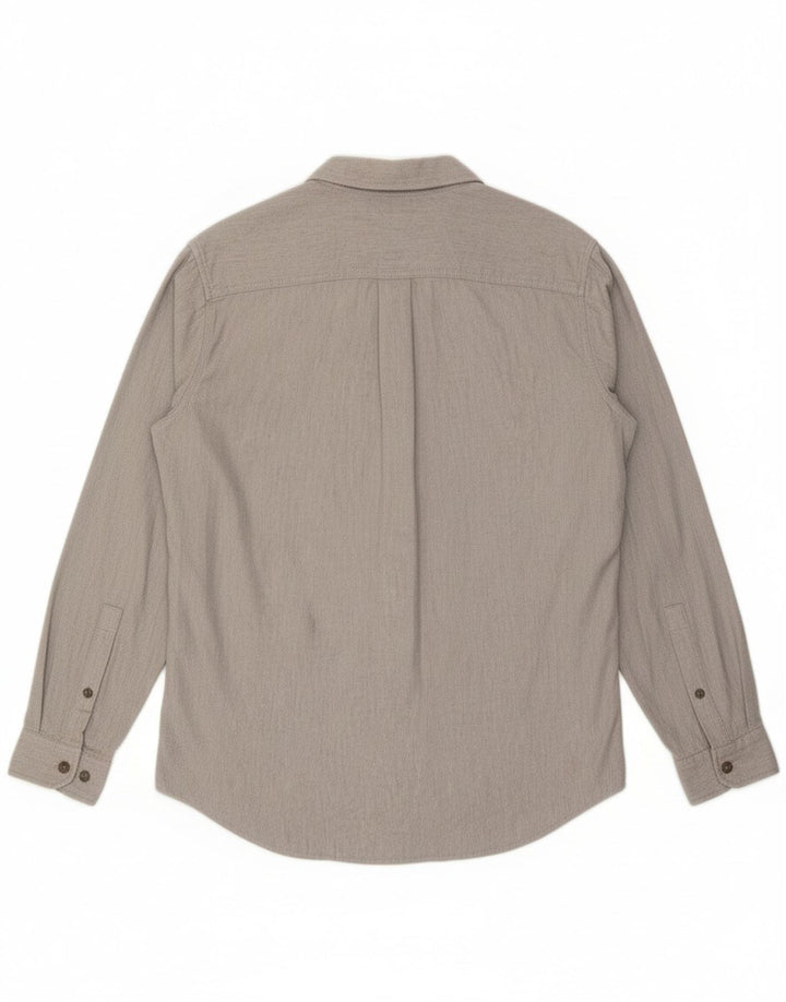 EDDIE BAUER Mens Classic Fit Shirt Large Grey Herringbone Cotton Vintage Eddie Bauer and Second-Hand Eddie Bauer from Messina Hembry 