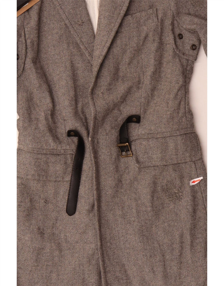 Dsquared2 Damen Mantel IT 42 Mittelgraue Fischgrätenwolle