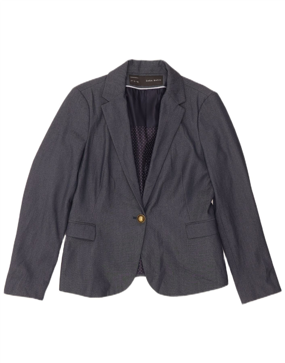 Zara Damen 1-Knopf-Blazerjacke UK 14 Large Marineblau