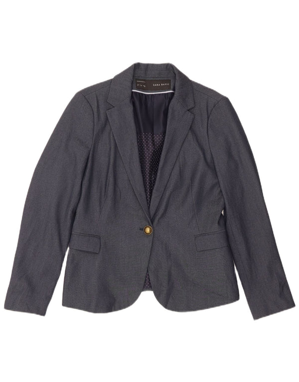 Zara Damen 1-Knopf-Blazerjacke UK 14 Large Marineblau