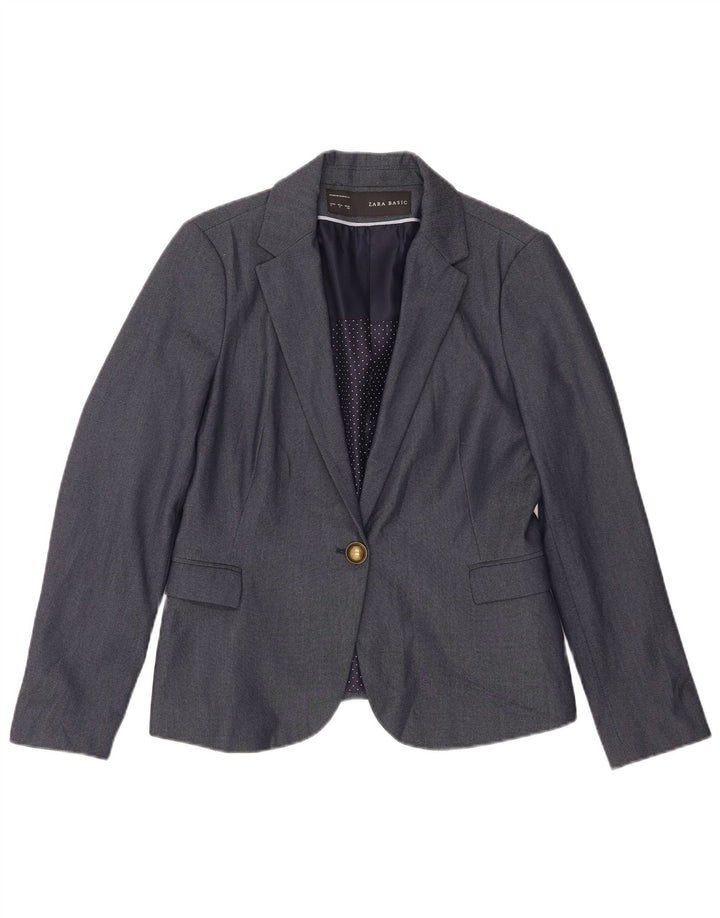 Zara Damen 1-Knopf-Blazerjacke UK 14 Large Marineblau