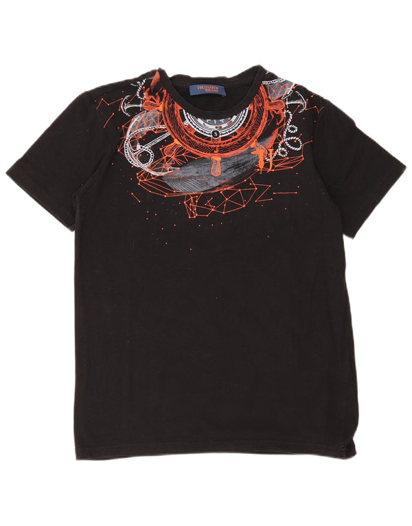 Trussardi Jungen-T-Shirt mit Grafik, 15–16 Jahre, schwarze Baumwolle