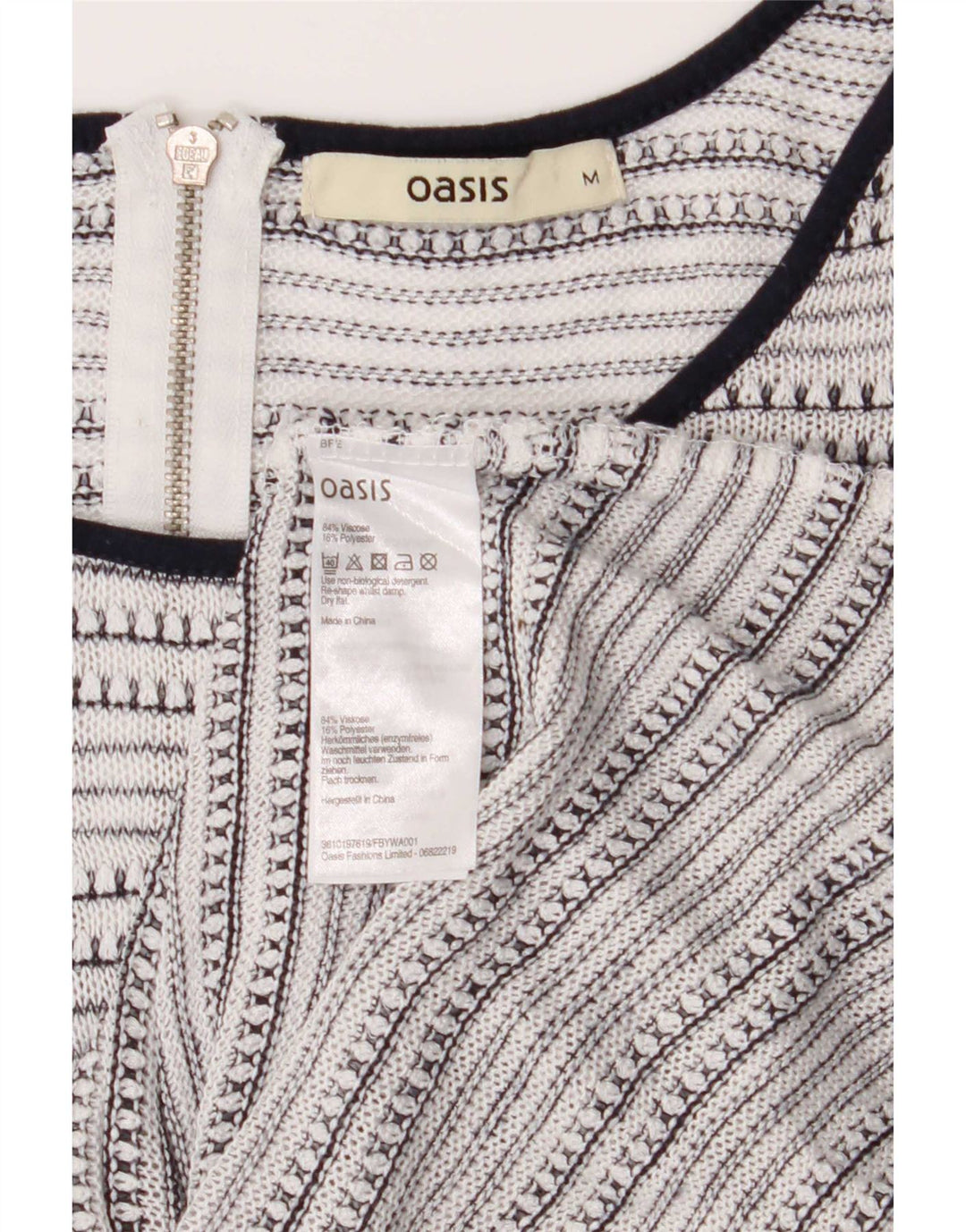 Oasis Damen-Tunika-Oberteil mit 3/4-Ärmeln, UK-Größe 42, Mittelweiß, gestreift, Viskose