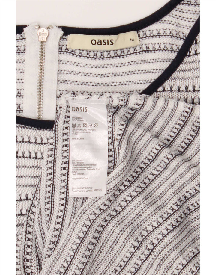 Oasis Damen-Tunika-Oberteil mit 3/4-Ärmeln, UK-Größe 42, Mittelweiß, gestreift, Viskose