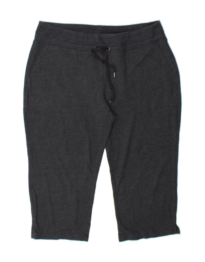 EDDIE BAUER Womens Capri Tracksuit Trousers UK 16 Large  Grey Cotton Vintage Eddie Bauer and Second-Hand Eddie Bauer from Messina Hembry 