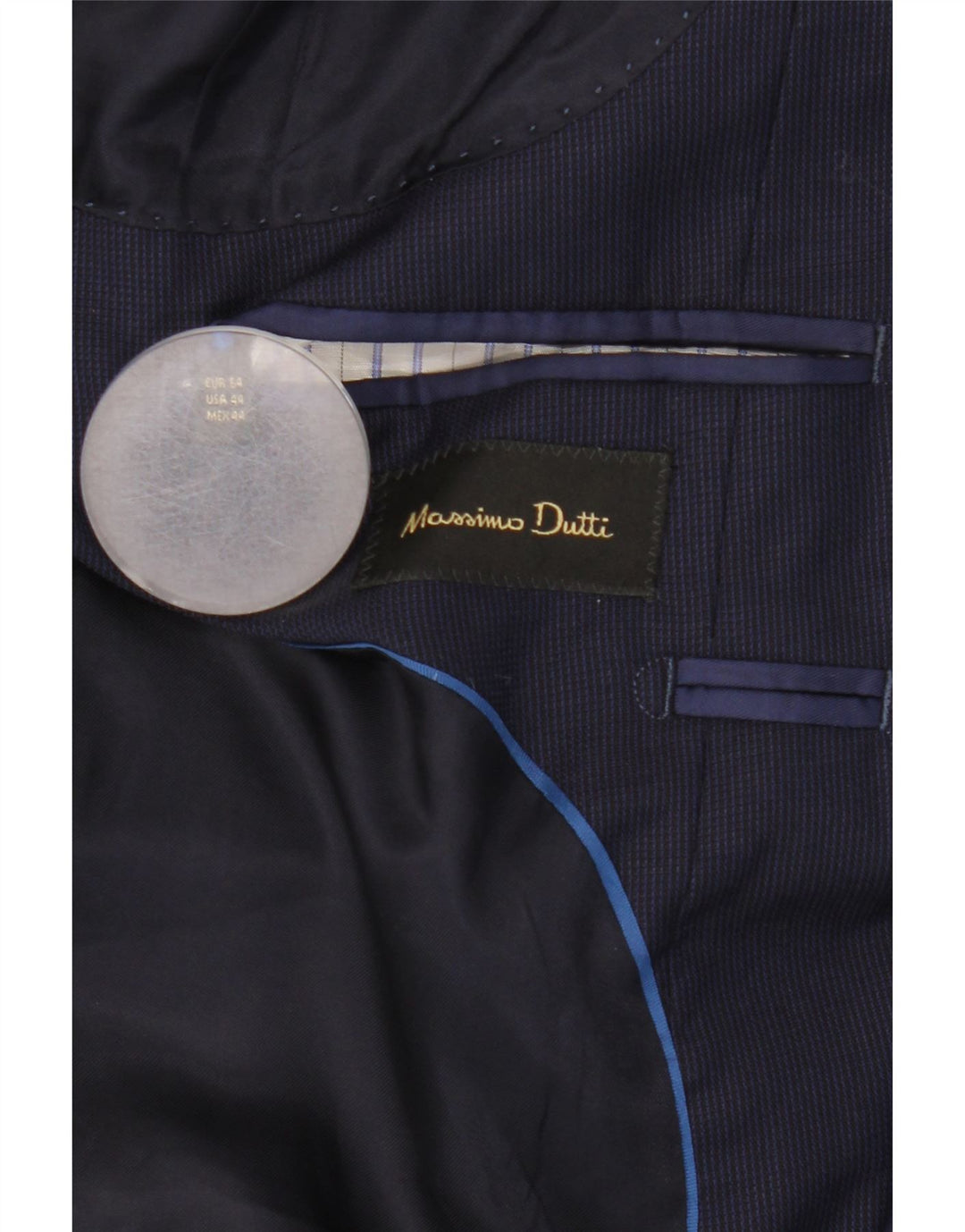 Massimo Dutti Herren-Blazer mit 2 Knöpfen, EU 54, XL, marineblaue Wolle